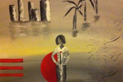 "Lady in der Stadt" 60 cm x 60 cm