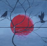 Königsvogel in Abendsonne, 40 cm x 40 cm