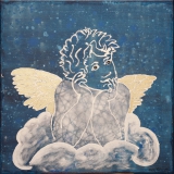 "Raffael – Engel (blau)" 50 cm x 50 cm