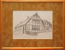 Bauernhaus mit Reetdach "Rahmen 40 cm x 30 cm
