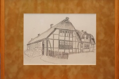 Bauernhaus mit Reetdach "Rahmen 40 cm x 30 cm
