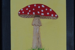 "Fliegenpilz" 13 cm x 18 cm auf Rahmen 18 cm x 24 cm