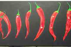 "Peperoni-Stillleben" 30 cm x 50 cm