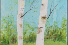 "Birken im Frühling" 30 cm x 90 cm