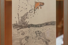 Fisch und Kätzchen "Rahmen 21 cm x 30 cm"