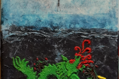 Drache musiziert "20 cm x 50 cm"